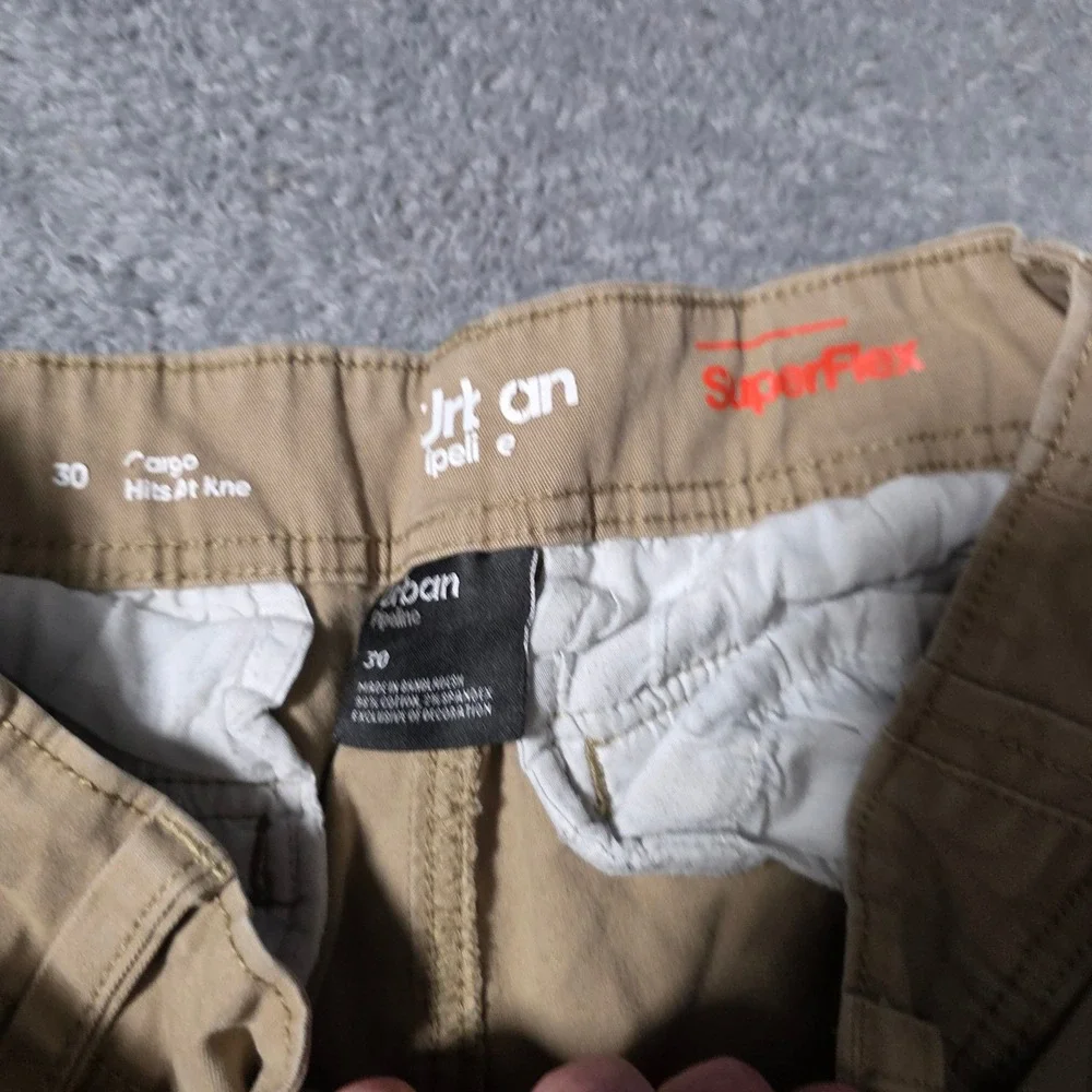 Urban Pipeline Mens 30 Cargo Shorts Khaki Tan SuperFlex Stretch Knee Length 2 Pk